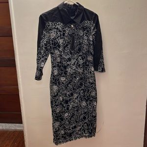 Black flower midi dress, size 10